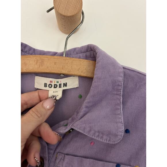 Mini Boden Puff Sleeve Shirt Dress in Aster Purple Embroidered Dotted 6-7 EUC - Picture 4 of 5